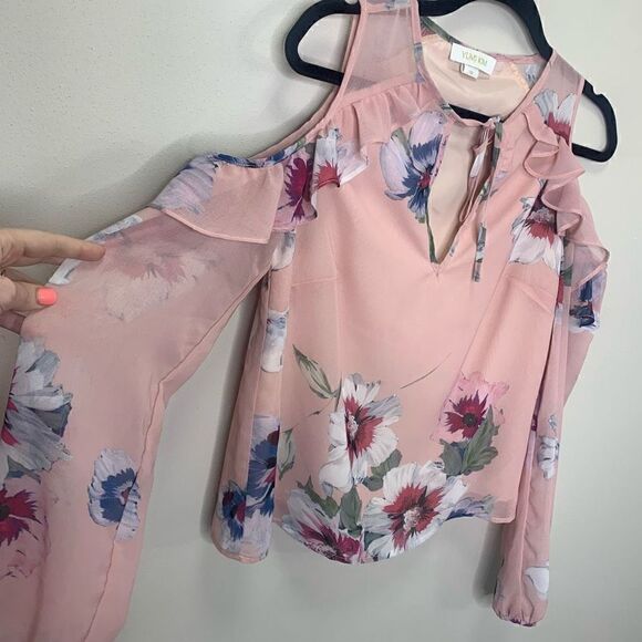 Yumi Kim XS Stella Cold Shoulder Pink Blouse REG. $135 (r1) - Picture 4 of 11